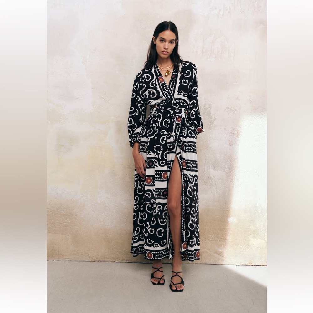 Zara print wrap dress